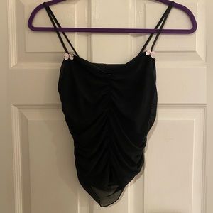 Urban Outfitters Ruched Pink Bow Top